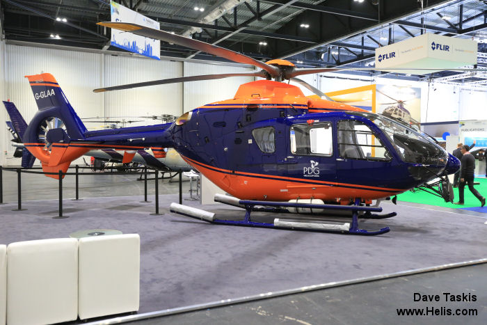 Helicopter Airbus EC135T2+ Serial 1196 Register G-GLAA used by PDG Helicopters ,Airbus Helicopters UK. Built 2015. Aircraft history and location