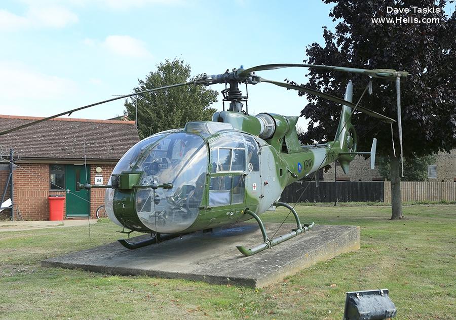 Helicopter Aerospatiale SA341B Gazelle AH.1 Serial 1268 Register XX380 used by Royal Marines RM. Built 1974. Aircraft history and location