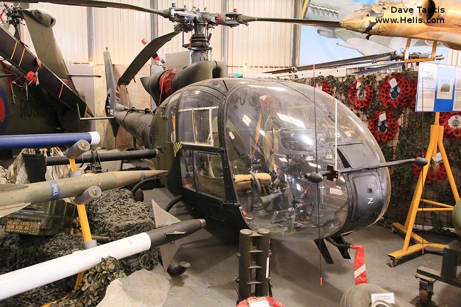 Helicopter Aerospatiale SA341B Gazelle AH.1 Serial 1359 Register XX411 used by Royal Marines RM. Built 1975. Aircraft history and location