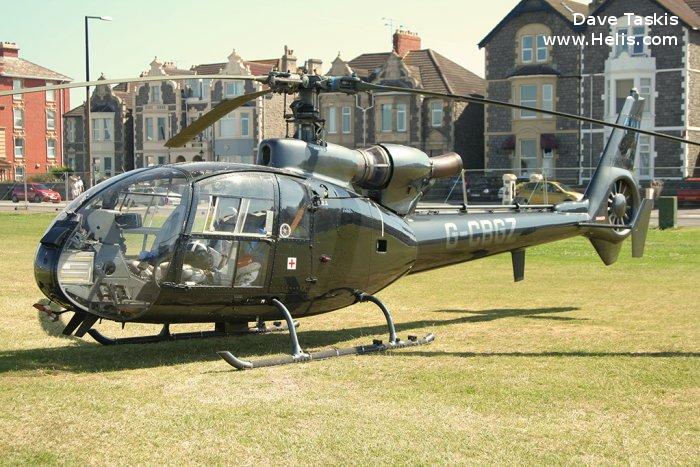 Helicopter Aerospatiale SA341C Gazelle HT.2 Serial 1923 Register G-CBGZ ZB646 used by Fleet Air Arm RN (Royal Navy). Built 1982. Aircraft history and location