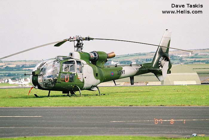 Helicopter Aerospatiale SA341B Gazelle AH.1 Serial 1333 Register XX403 used by Army Air Corps AAC (British Army). Built 1975. Aircraft history and location