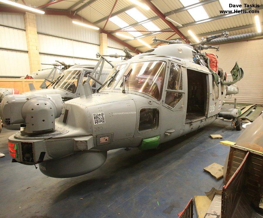 Helicopter Westland Lynx HAS3S Serial 335 Register ZF558 used by Hayward and Green Defence Ltd ,Fleet Air Arm RN (Royal Navy). Built 1987 Converted to Lynx HMA.8. Aircraft history and location