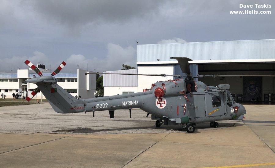 Helicopter Westland Lynx HAS3S Serial 338 Register 19202 ZF561 used by Marinha Portuguesa (Portuguese Navy) ,Fleet Air Arm RN (Royal Navy). Built 1988 Converted to Super Lynx mk.95A. Aircraft history and location