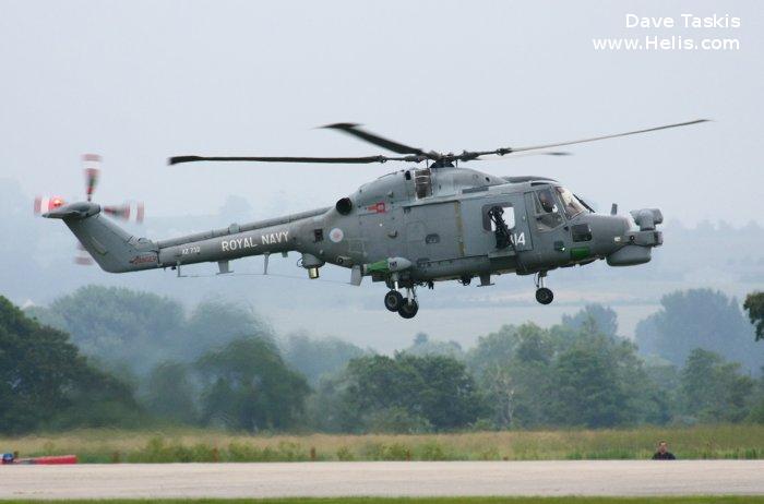 Helicopter Westland Lynx  HAS2 Serial 208 Register XZ732 used by Fleet Air Arm RN (Royal Navy). Built 1980. Aircraft history and location