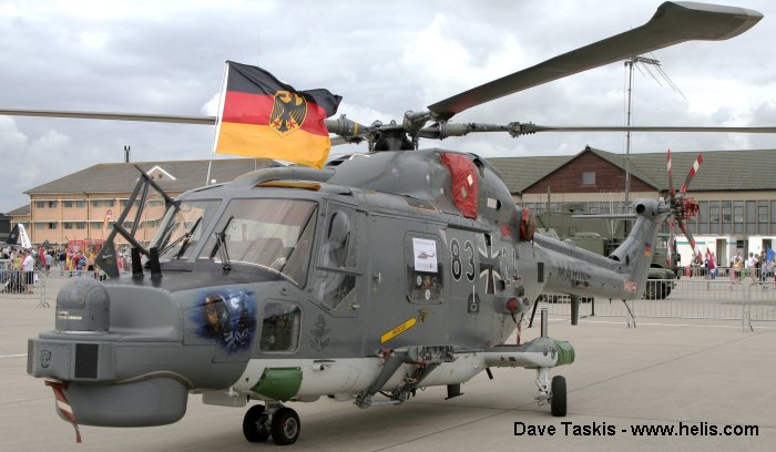 Helicopter Westland Super Lynx mk88a Serial 393 Register 83+24 used by Marineflieger (German Navy ). Aircraft history and location