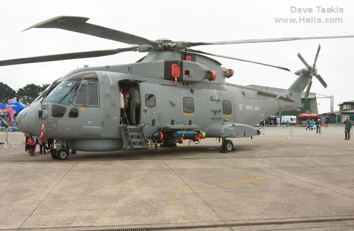 Helicopter AgustaWestland Merlin HM.1 Serial 50029 Register ZH826 used by Ministry of Defence (MoD) ,Fleet Air Arm RN (Royal Navy). Built 1998. Aircraft history and location