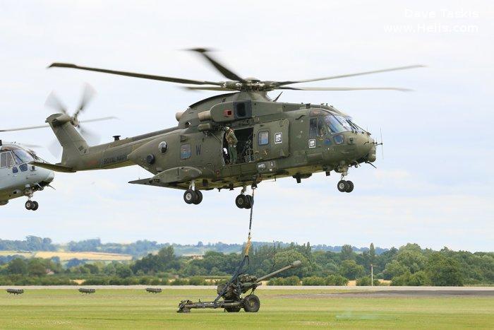 Helicopter AgustaWestland Merlin HC.3 Serial 50195 Register ZJ137 used by Fleet Air Arm RN (Royal Navy) ,Royal Air Force RAF. Built 2002. Aircraft history and location