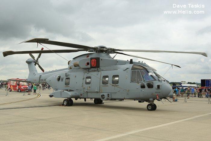 Helicopter AgustaWestland Merlin HC.3 Serial 50153 Register ZJ128 used by Fleet Air Arm RN (Royal Navy) ,Royal Air Force RAF. Built 2001 Converted to Merlin HC.4. Aircraft history and location