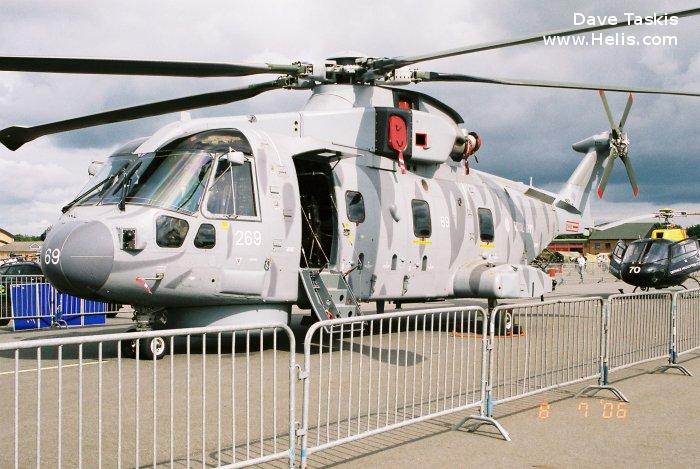 Helicopter AgustaWestland Merlin HM.1 Serial 50164 Register ZH860 used by Fleet Air Arm RN (Royal Navy). Built 2002. Aircraft history and location