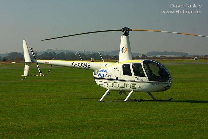 Helicopter Robinson R44 Raven II Serial 12952 Register G-CGNE used by Heli Air Ltd. Built 2010. Aircraft history and location