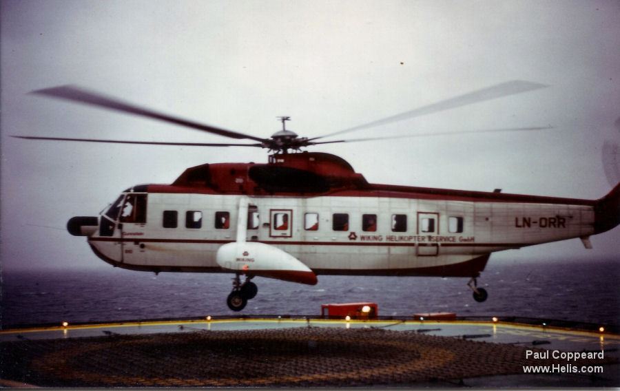 Helicopter Sikorsky S-61N Serial 61-810 Register PT-YAF LN-ORR used by Aeroleo Taxi Aereo ,Wiking Helikopter Service GmbH. Built 1978. Aircraft history and location
