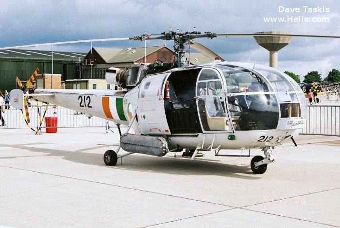 Helicopter Aerospatiale SA316B Alouette III Serial 1984 Register 212 used by Aer Chór na hÉireann (Irish Air Corps). Built 1973. Aircraft history and location