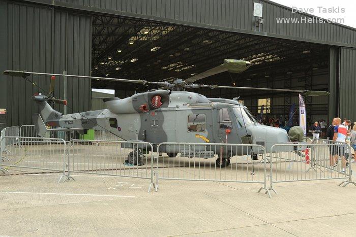 Helicopter AgustaWestland AW159 Wildcat AH1 Serial 477 Register ZZ407 used by Army Air Corps AAC (British Army) ,AgustaWestland UK. Built 2012. Aircraft history and location