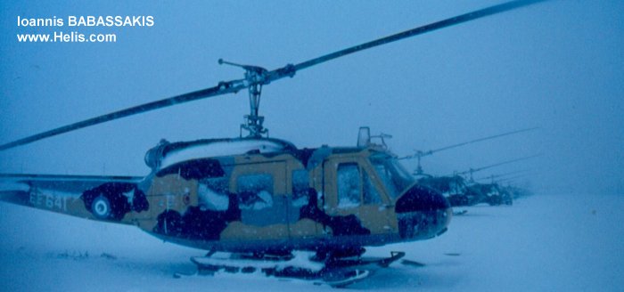 Helicopter Agusta AB205A Serial 4329 Register ES641 used by Elliniki Aeroporia Stratou HAA (Hellenic Army Aviation). Aircraft history and location