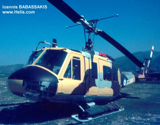 Helicopter Agusta AB205A Serial 4376 Register ES645 used by Elliniki Aeroporia Stratou HAA (Hellenic Army Aviation). Aircraft history and location