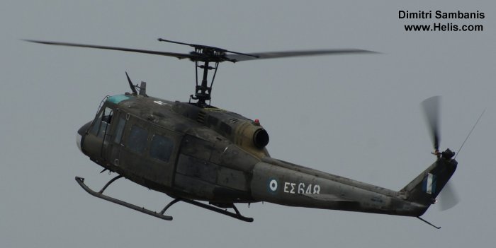 Helicopter Agusta AB205A Serial 4394 Register ES648 used by Elliniki Aeroporia Stratou HAA (Hellenic Army Aviation). Aircraft history and location