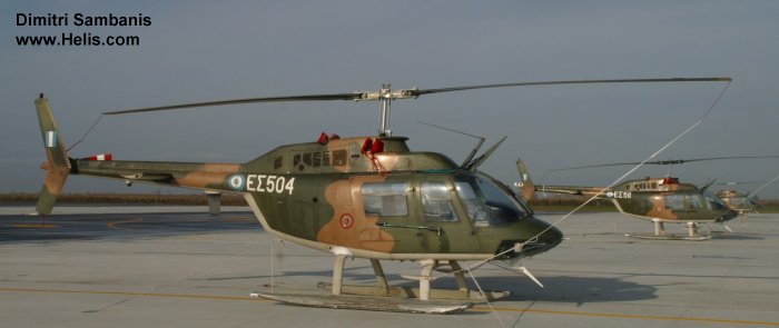 Helicopter Agusta AB206B Serial 8572 Register ES504 used by Elliniki Aeroporia Stratou HAA (Hellenic Army Aviation). Aircraft history and location