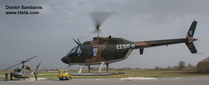 Helicopter Agusta AB206B Serial 8586 Register ES515 used by Elliniki Aeroporia Stratou HAA (Hellenic Army Aviation). Aircraft history and location