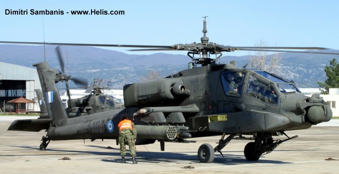 Helicopter McDonnell Douglas AH-64A Apache Serial PV875 Register ES1001 used by Elliniki Aeroporia Stratou HAA (Hellenic Army Aviation). Aircraft history and location
