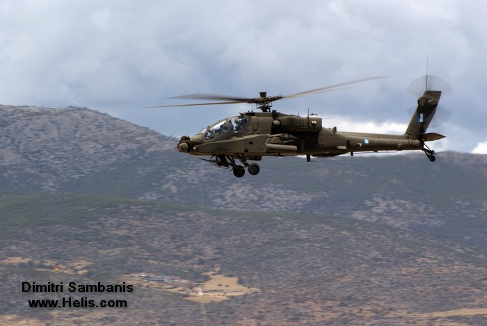 Helicopter Boeing AH-64D Apache Serial HA010 Register ES1030 used by Elliniki Aeroporia Stratou HAA (Hellenic Army Aviation). Aircraft history and location