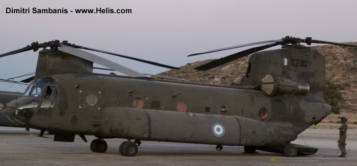 Helicopter Boeing CH-47D Chinook Serial M.3563 Register ES907 used by Elliniki Aeroporia Stratou HAA (Hellenic Army Aviation). Aircraft history and location