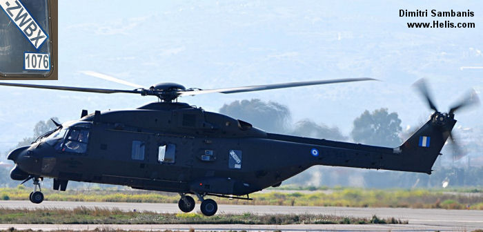Helicopter NH Industries NH90 TTH Serial 1076 Register ES846 used by Elliniki Aeroporia Stratou HAA (Hellenic Army Aviation). Aircraft history and location