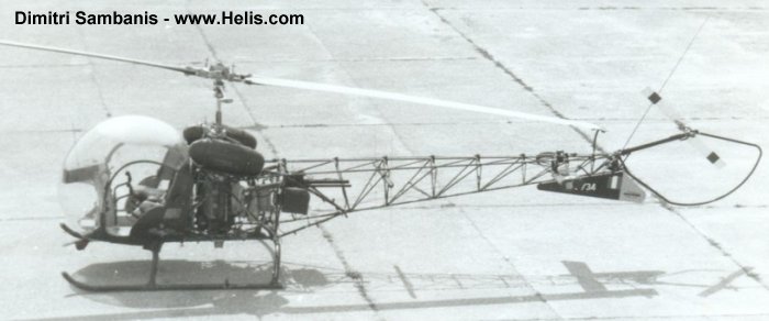 Helicopter Bell OH-13H Sioux Serial 2145 Register ES734 used by Elliniki Aeroporia Stratou HAA (Hellenic Army Aviation). Aircraft history and location