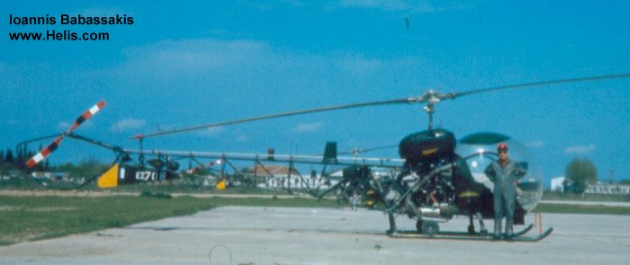 Helicopter Bell OH-13S Sioux Serial 3998 Register ES708 used by Elliniki Aeroporia Stratou HAA (Hellenic Army Aviation). Aircraft history and location
