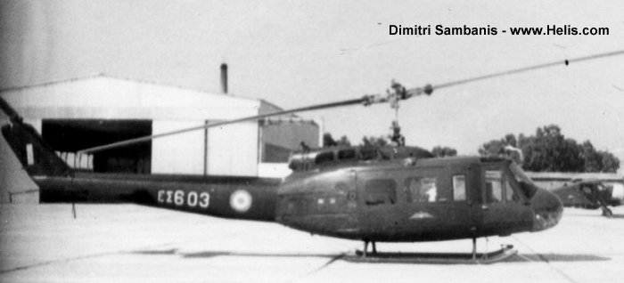 Helicopter Bell UH-1H Iroquois Serial 10165 Register ES603 used by Elliniki Aeroporia Stratou HAA (Hellenic Army Aviation). Aircraft history and location