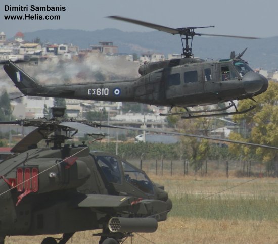 Helicopter Bell UH-1H Iroquois Serial 10348 Register ES610 used by Elliniki Aeroporia Stratou HAA (Hellenic Army Aviation). Aircraft history and location