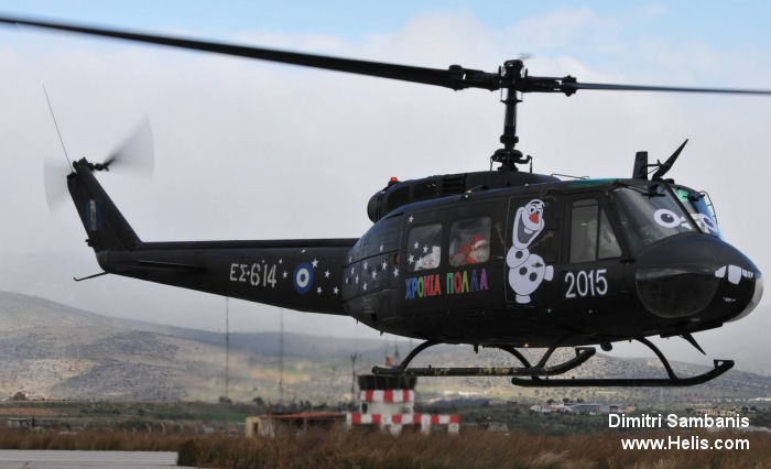 Helicopter Bell UH-1H Iroquois Serial 12156 Register ES614 used by Elliniki Aeroporia Stratou HAA (Hellenic Army Aviation). Aircraft history and location