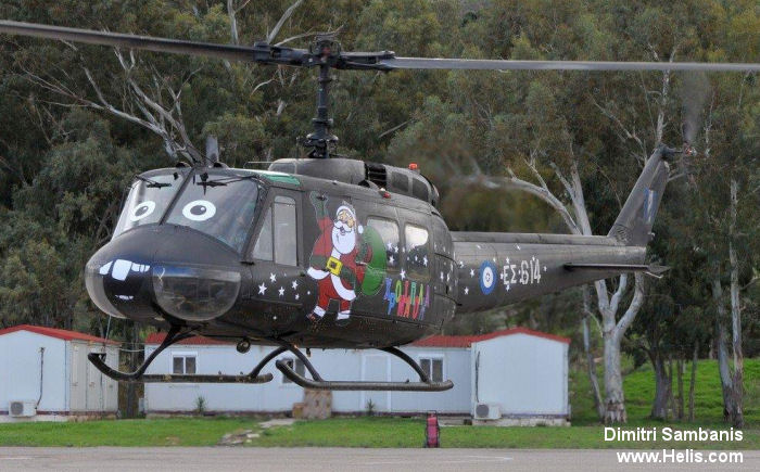Helicopter Bell UH-1H Iroquois Serial 12156 Register ES614 used by Elliniki Aeroporia Stratou HAA (Hellenic Army Aviation). Aircraft history and location
