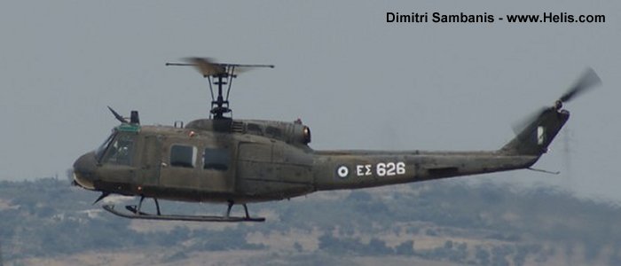 Helicopter Bell UH-1H Iroquois Serial 12233 Register ES626 used by Elliniki Aeroporia Stratou HAA (Hellenic Army Aviation). Aircraft history and location