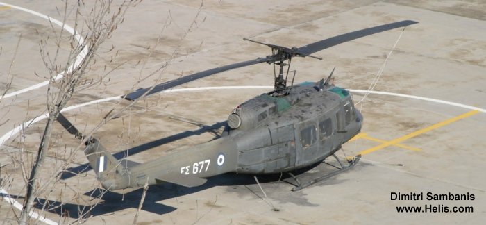 Helicopter Bell UH-1H Iroquois Serial 13915 Register ES677 used by Elliniki Aeroporia Stratou HAA (Hellenic Army Aviation). Aircraft history and location