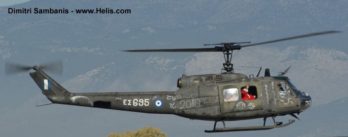 Helicopter Bell UH-1H Iroquois Serial 14002 Register ES695 used by Elliniki Aeroporia Stratou HAA (Hellenic Army Aviation). Aircraft history and location