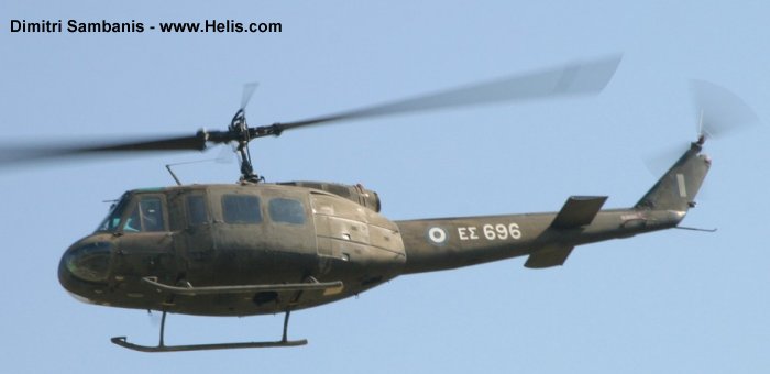 Helicopter Bell UH-1H Iroquois Serial 14003 Register ES696 used by Elliniki Aeroporia Stratou HAA (Hellenic Army Aviation). Aircraft history and location