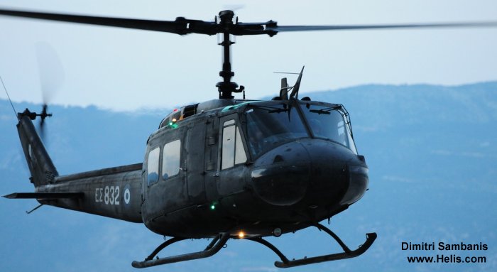 Helicopter Bell UH-1H Iroquois Serial 10097 Register ES832 used by Elliniki Aeroporia Stratou HAA (Hellenic Army Aviation). Aircraft history and location
