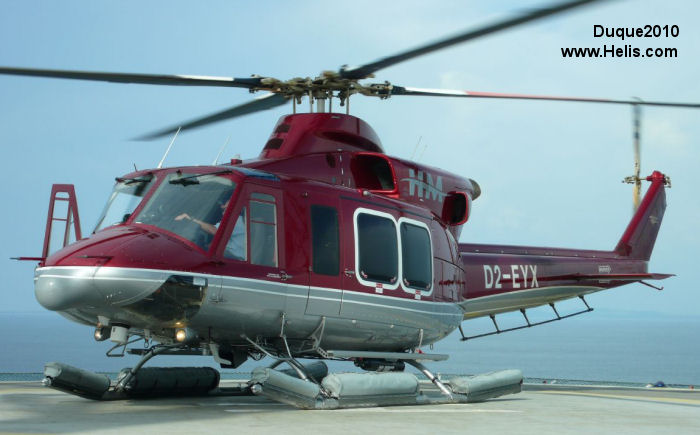 Helicopter Bell 412EP Serial 36447 Register D2-EYX N5167U used by HM Airways (Heli Malongo Airways) ,Africair Inc. Aircraft history and location