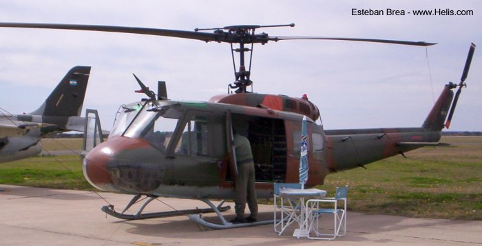 Helicopter Bell UH-1H Iroquois Serial 9523 Register H-14 used by Aviacion de Ejercito Argentino EA (Argentine Army Aviation) ,Fuerza Aerea Argentina FAA (Argentine Air Force). Built 1968. Aircraft history and location