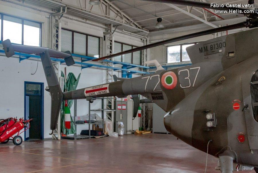 Helicopter Breda Nardi NH500E Serial 238 Register MM81300 used by Aeronautica Militare Italiana AMI (Italian Air Force). Aircraft history and location