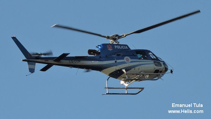 Helicopter Eurocopter AS350B3 Ecureuil Serial 7226 Register LQ-COP used by Policias Provinciales (Argentine Provinces Police Units). Built 2011. Aircraft history and location