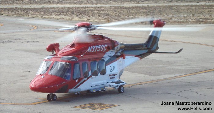 Helicopter AgustaWestland AW139 Serial 41010 Register PR-NLN N375GC used by Bristow Taxi Aereo ,Aeroleo Taxi Aereo ,Helicopteros Marinos HMSA ,ERA Helicopters. Built 2008. Aircraft history and location