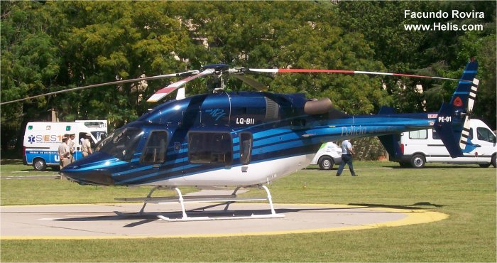 Helicopter Bell 427 Serial 56060 Register LQ-BII N50908 used by Policias Provinciales (Argentine Provinces Police Units) ,Bell Helicopter. Built 2007. Aircraft history and location
