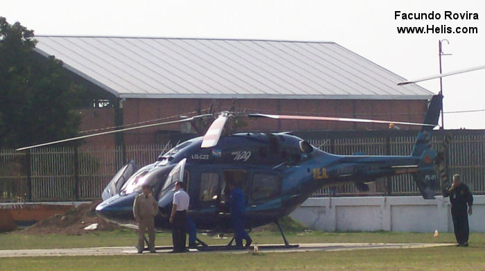 Helicopter Bell 429 Serial 57073 Register LQ-CZZ N460TH C-GBUP used by Policias Provinciales (Argentine Provinces Police Units) ,Bell Helicopter ,Bell Helicopter Canada. Built 2012. Aircraft history and location