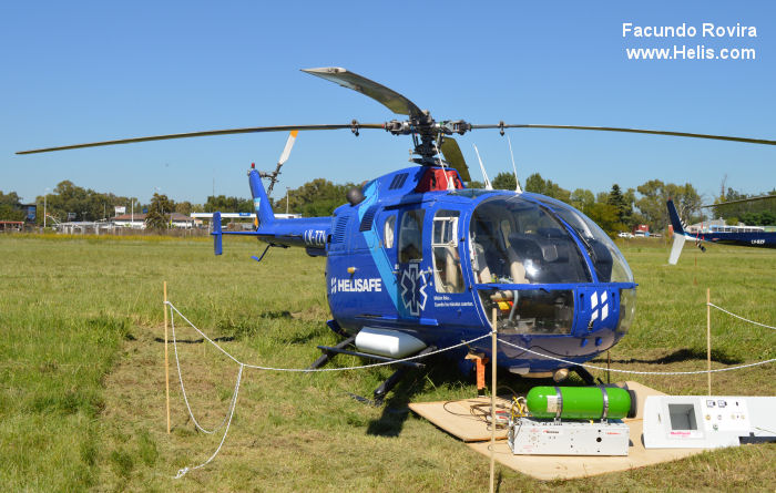 Helicopter MBB Bo105CBS-2 Serial S-399 Register LV-ZZW LQ-ZZW D-HNWB D-HDLO used by Policias Provinciales (Argentine Provinces Police Units) ,Landespolizei (German Local Police) ,MBB. Built 1978. Aircraft history and location