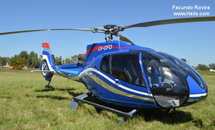 Helicopter Eurocopter EC130B4 Serial 7002 Register LV-CFO LQ-CFO used by Gobiernos Provinciales (Provincial Governments) ,Gobierno de Misiones (Misiones Province Government). Aircraft history and location
