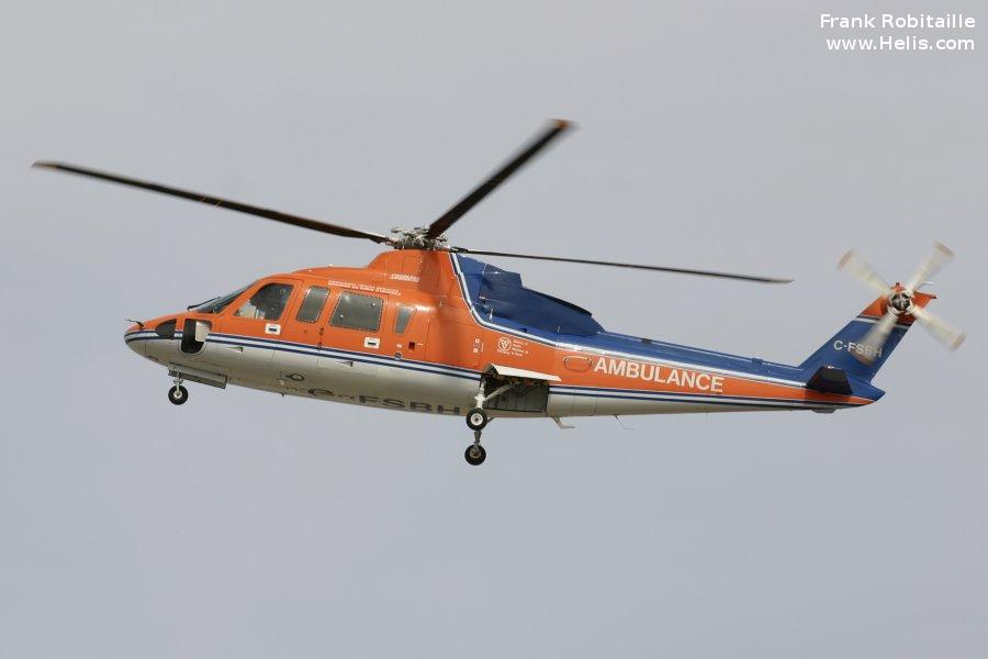 Helicopter Sikorsky S-76A Serial 760168 Register C-FSBH used by Canadian Ambulance Services Ornge ,Canadian Helicopters Ltd. Built 1981. Aircraft history and location