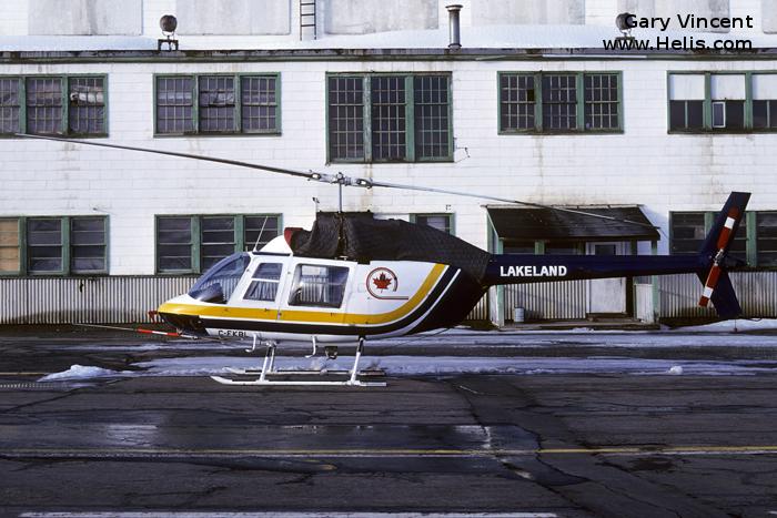 Helicopter Bell 206A Serial 138 Register N138CH C-FKBL CF-KBL N6271N used by Bell Helicopter. Built 1968. Aircraft history and location