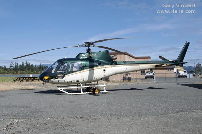 Helicopter Eurocopter AS350B2 Ecureuil Serial 4446 Register C-FYJB used by Finnair Helicopters ,Eurocopter Canada. Built 2008. Aircraft history and location