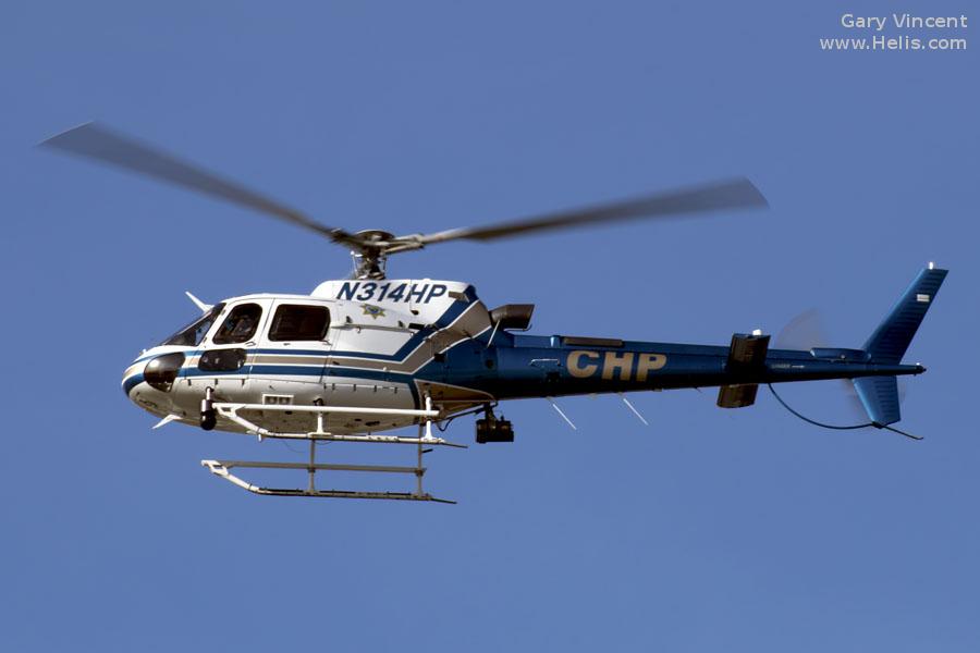 Helicopter Eurocopter AS350B3 Ecureuil Serial 3379 Register N314HP used by CHP (California Highway Patrol). Built 2000. Aircraft history and location